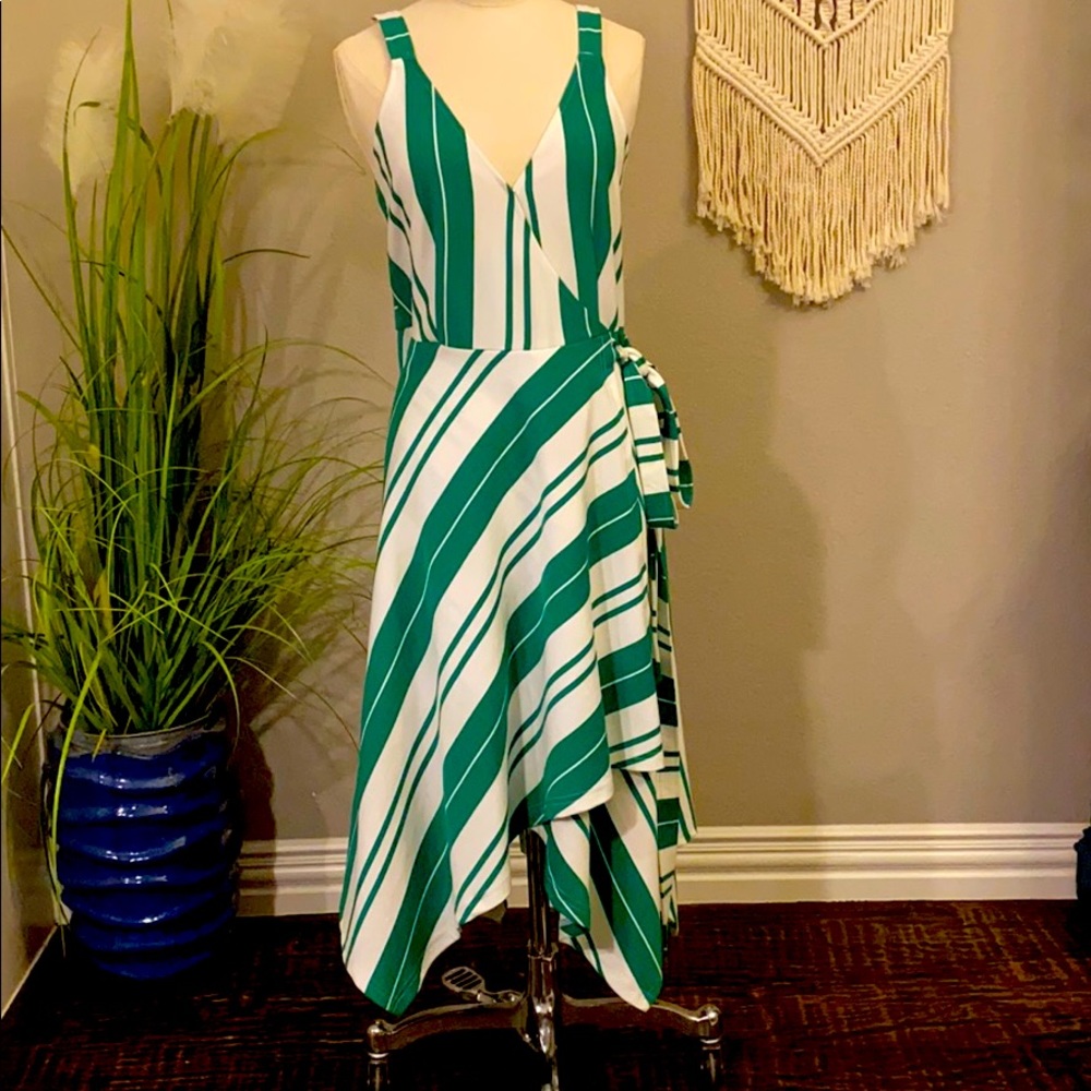 Green stripes summer dress
